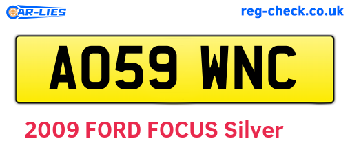 AO59WNC are the vehicle registration plates.