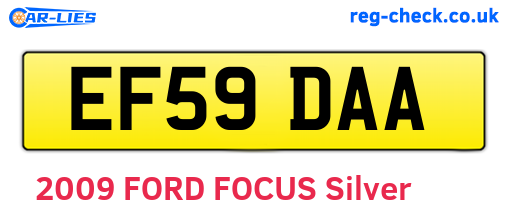 EF59DAA are the vehicle registration plates.