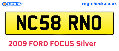NC58RNO are the vehicle registration plates.