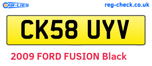 CK58UYV are the vehicle registration plates.