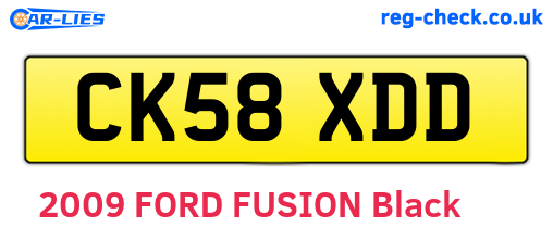 CK58XDD are the vehicle registration plates.