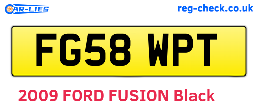 FG58WPT are the vehicle registration plates.