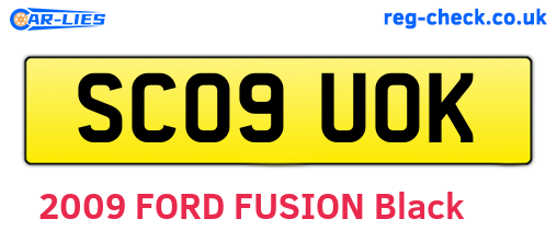 SC09UOK are the vehicle registration plates.