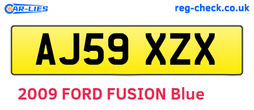 AJ59XZX are the vehicle registration plates.