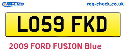 LO59FKD are the vehicle registration plates.