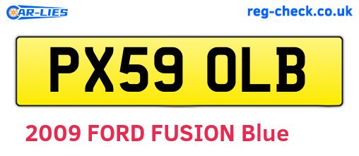 PX59OLB are the vehicle registration plates.