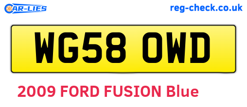 WG58OWD are the vehicle registration plates.
