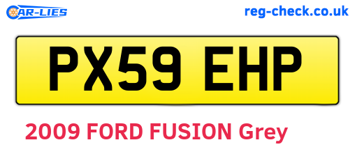 PX59EHP are the vehicle registration plates.