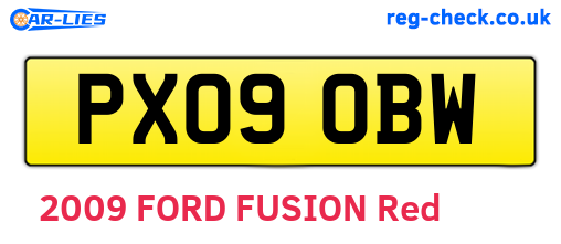 PX09OBW are the vehicle registration plates.