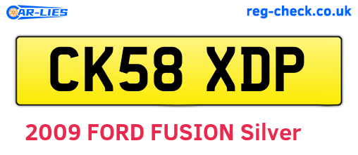 CK58XDP are the vehicle registration plates.
