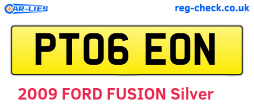 PT06EON are the vehicle registration plates.