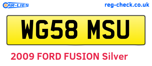 WG58MSU are the vehicle registration plates.
