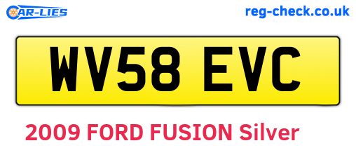 WV58EVC are the vehicle registration plates.