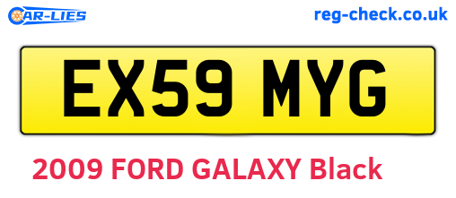 EX59MYG are the vehicle registration plates.