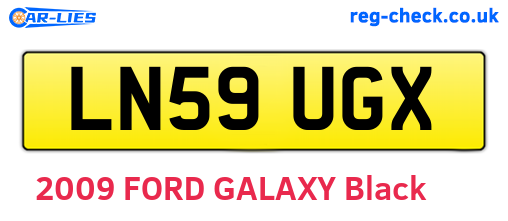 LN59UGX are the vehicle registration plates.