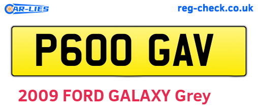 P600GAV are the vehicle registration plates.