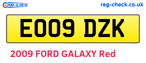 EO09DZK are the vehicle registration plates.