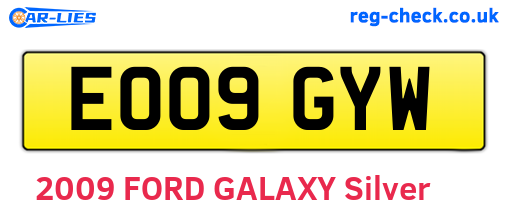 EO09GYW are the vehicle registration plates.