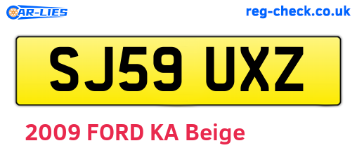 SJ59UXZ are the vehicle registration plates.