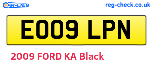 EO09LPN are the vehicle registration plates.