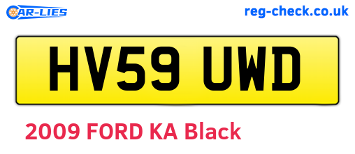 HV59UWD are the vehicle registration plates.