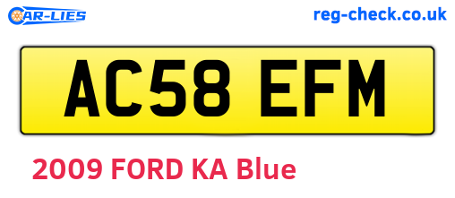 AC58EFM are the vehicle registration plates.