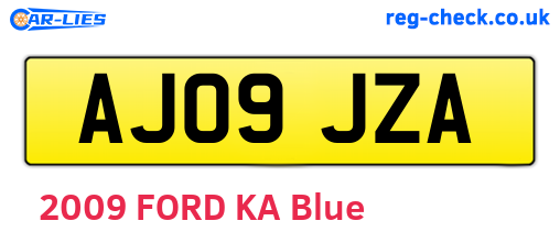 AJ09JZA are the vehicle registration plates.