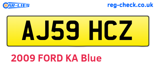 AJ59HCZ are the vehicle registration plates.