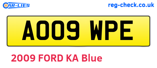 AO09WPE are the vehicle registration plates.