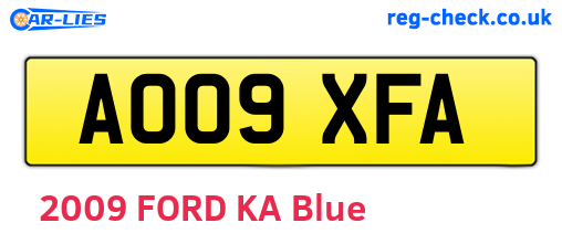 AO09XFA are the vehicle registration plates.
