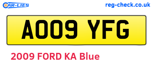 AO09YFG are the vehicle registration plates.
