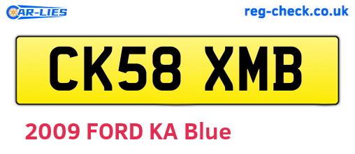 CK58XMB are the vehicle registration plates.
