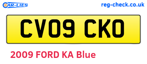 CV09CKO are the vehicle registration plates.