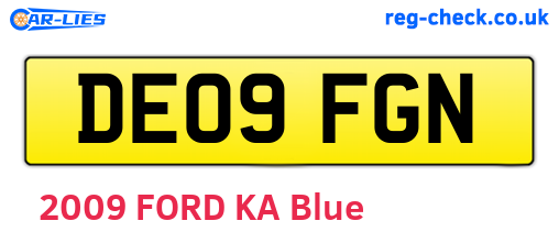 DE09FGN are the vehicle registration plates.