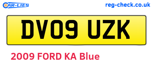 DV09UZK are the vehicle registration plates.