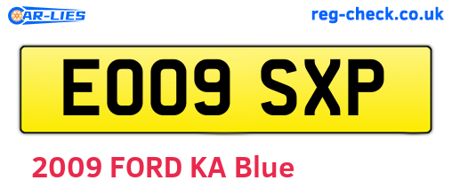EO09SXP are the vehicle registration plates.