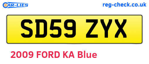 SD59ZYX are the vehicle registration plates.