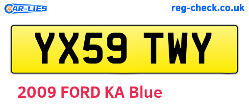YX59TWY are the vehicle registration plates.