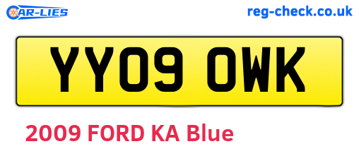 YY09OWK are the vehicle registration plates.