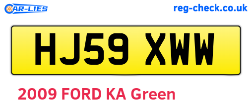 HJ59XWW are the vehicle registration plates.