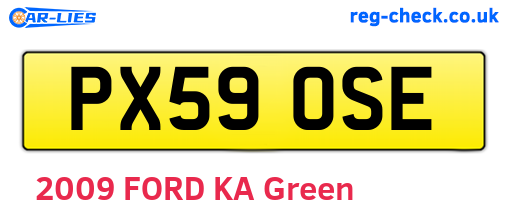 PX59OSE are the vehicle registration plates.