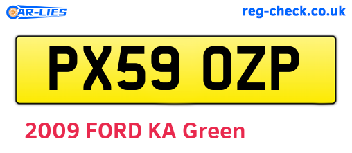 PX59OZP are the vehicle registration plates.