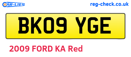 BK09YGE are the vehicle registration plates.