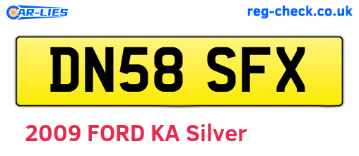 DN58SFX are the vehicle registration plates.