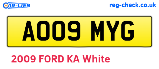 AO09MYG are the vehicle registration plates.