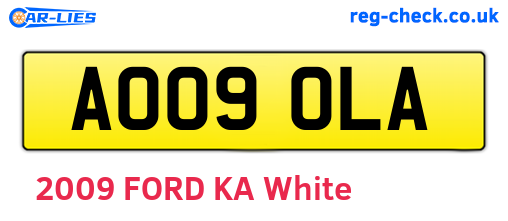 AO09OLA are the vehicle registration plates.