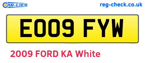 EO09FYW are the vehicle registration plates.