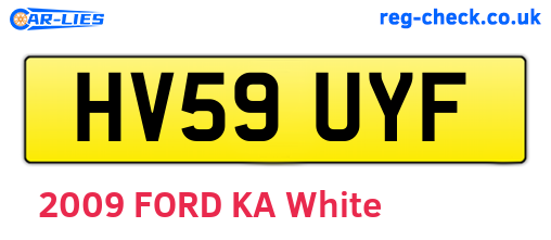 HV59UYF are the vehicle registration plates.