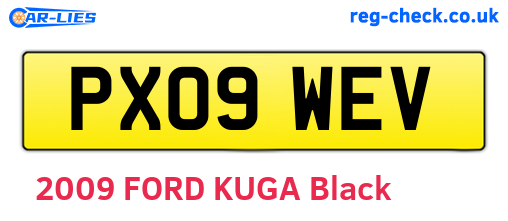 PX09WEV are the vehicle registration plates.