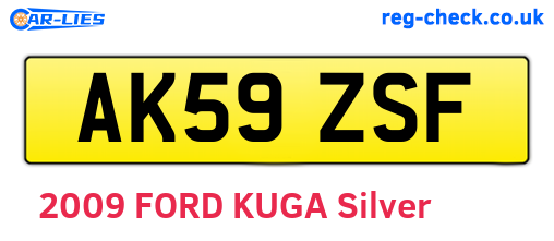 AK59ZSF are the vehicle registration plates.